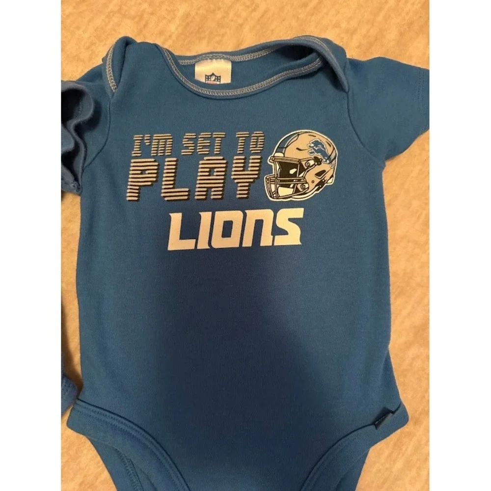 Detroit Lions NFL Infant Bodysuits Set‎ of 2 Blue 0-3 Months Ultra Game Gerber